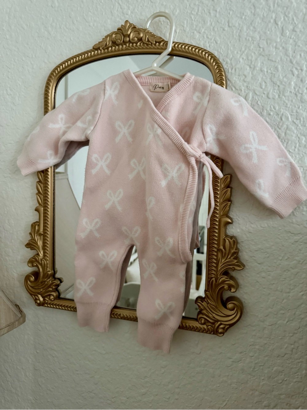 Petite co Pink Bow Wrap One-Piece -